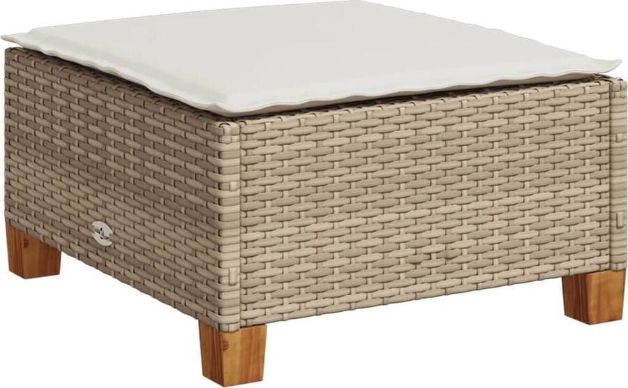 VidaXL Tuinkruk met kussen Beige Poly Rattan Tuinstoel Lounge Stoel Outdoor Stoel Poly Rattan Tuinset