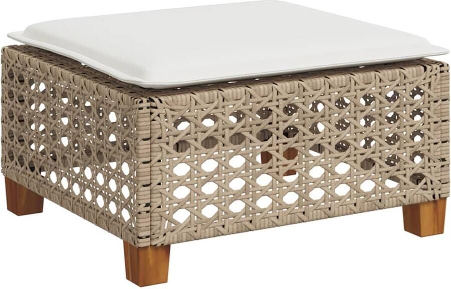 VidaXL Tuinkruk met kussen 63 5x56x32 cm poly rattan beige
