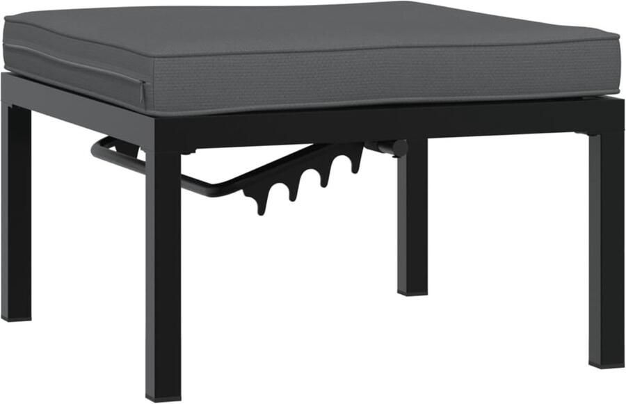 VidaXL Tuinkruk met kussen aluminium zwart