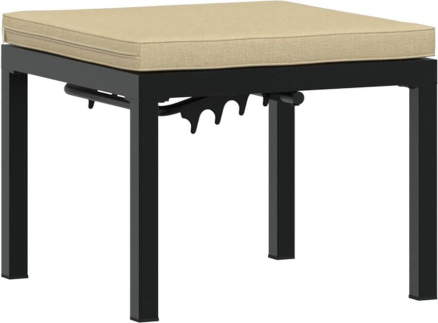 VidaXL Tuinkruk met kussen gepoedercoat staal zwart