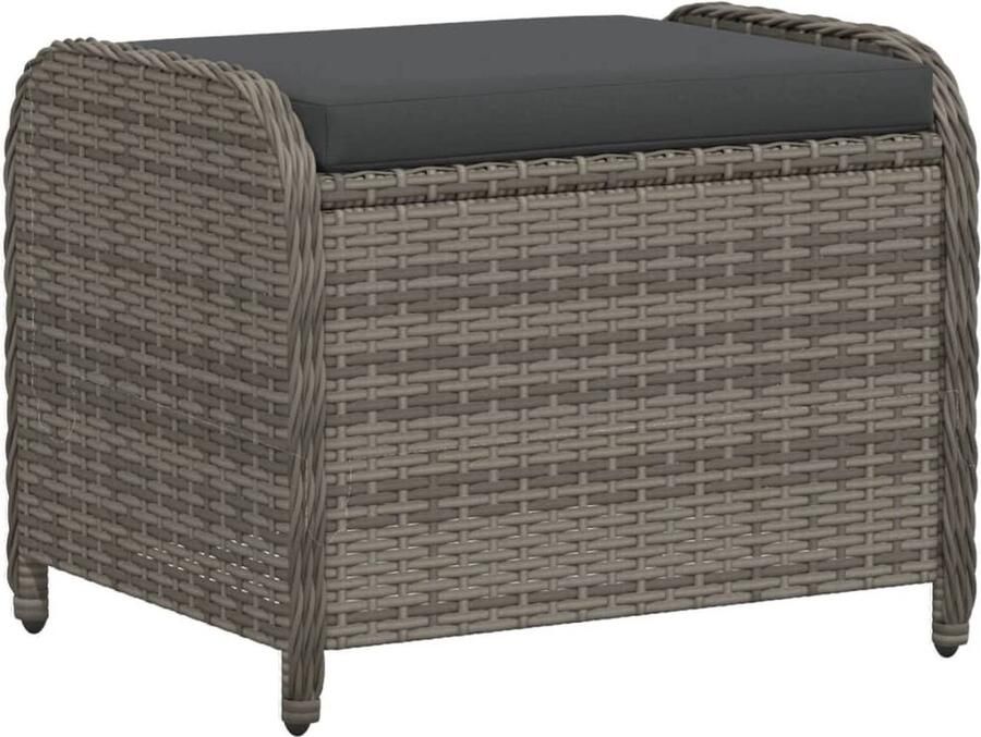 The Living Store Tuinkruk met kussen 58x46x46 cm poly rattan grijs Tuinkruk Outdoorstoel Lounge Stoel Buitendecoratie Patio Meubel - Foto 2