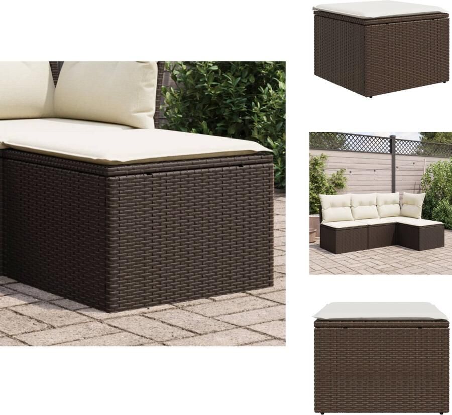 VidaXL Tuinkruk Tuinkrukken Krukje Rattan Krukje Tuinkruk met kussen 55x55x37 cm poly rattan bruin