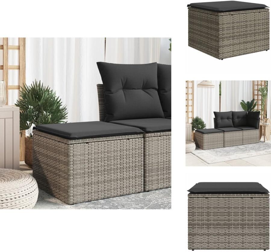 VidaXL Tuinkruk Tuinkrukken Krukje Rattan Krukje Tuinkruk met kussen 55x55x37 cm poly rattan grijs