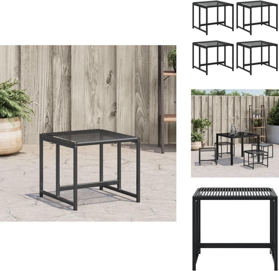 VidaXL Tuinkruk Tuinkrukken Krukje Rattan Krukje Tuinkrukken 4 st poly rattan zwart