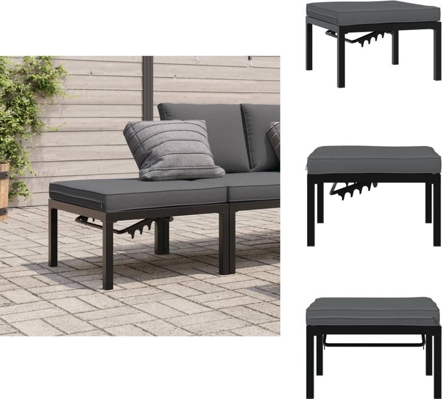 VidaXL Tuinkruk Tuinkrukken Krukje Tuinvoetenbank Tuinkruk met kussen aluminium zwart