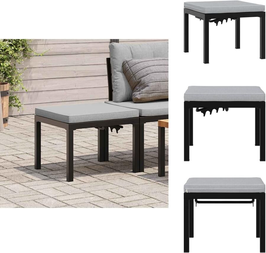 VidaXL Tuinkruk Tuinkrukken Krukje Tuinvoetenbank Tuinkruk met kussen gepoedercoat staal zwart