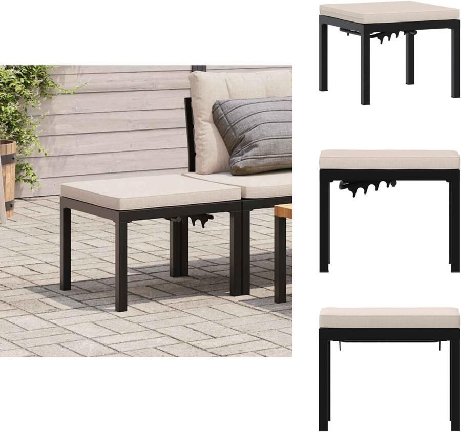 VidaXL Tuinkruk Tuinkrukken Krukje Tuinvoetenbank Tuinkruk met kussen gepoedercoat staal zwart