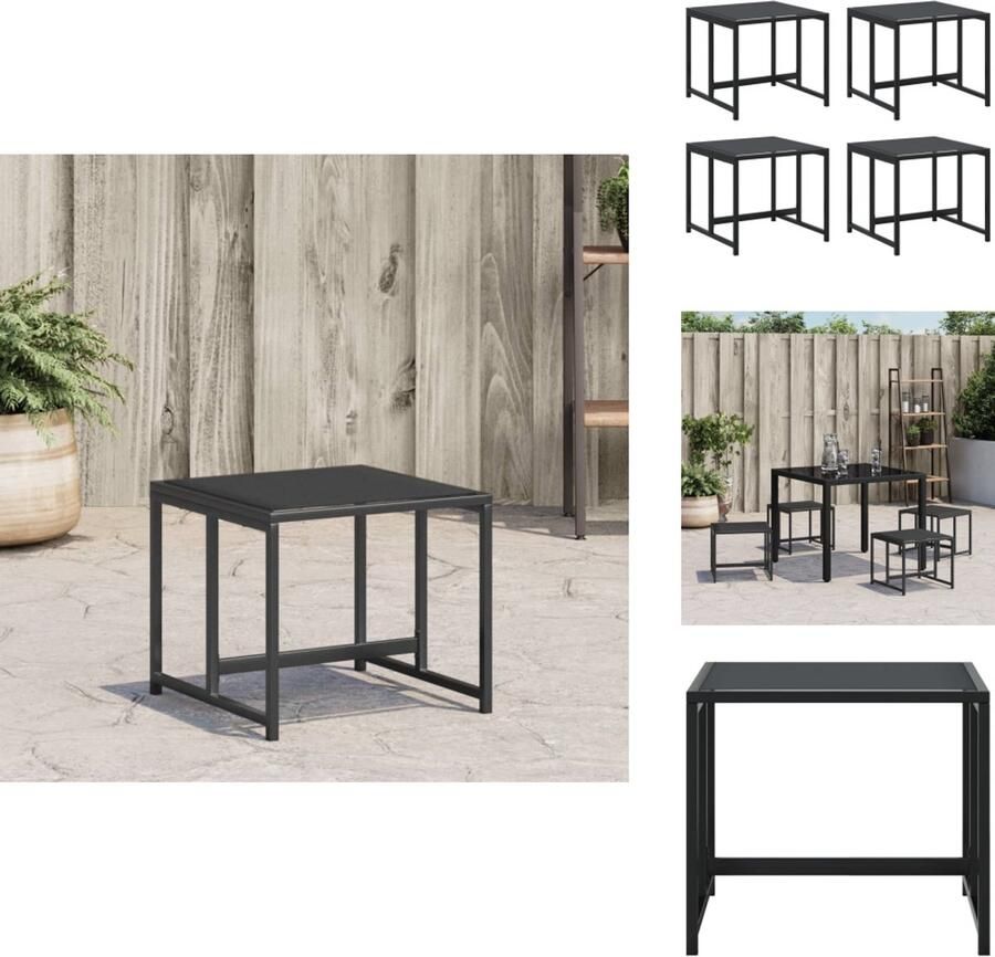 VidaXL Tuinkruk Tuinkrukken Tuinvoetenbank Voetenbank Tuinkrukken 4 st staal en textileen zwart