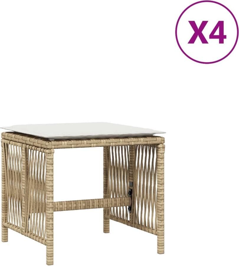 VidaXL Tuinkrukken 4 st met kussens beige Kruk Krukken Krukje Plantenkrukje
