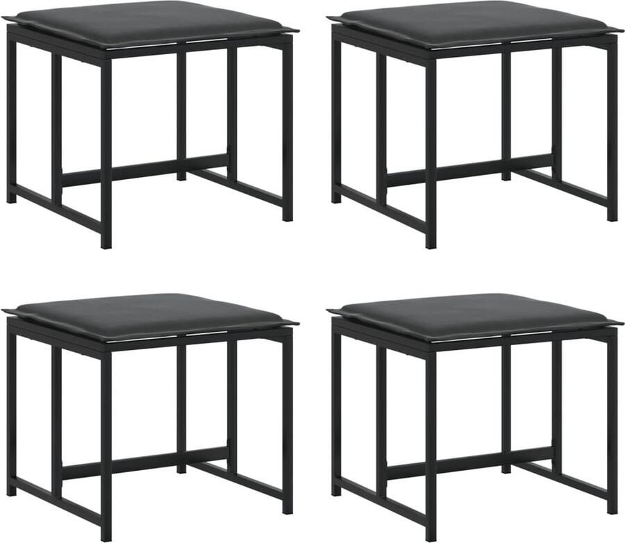 VidaXL Tuinkrukken 4 st met kussens staal en textileen zwart