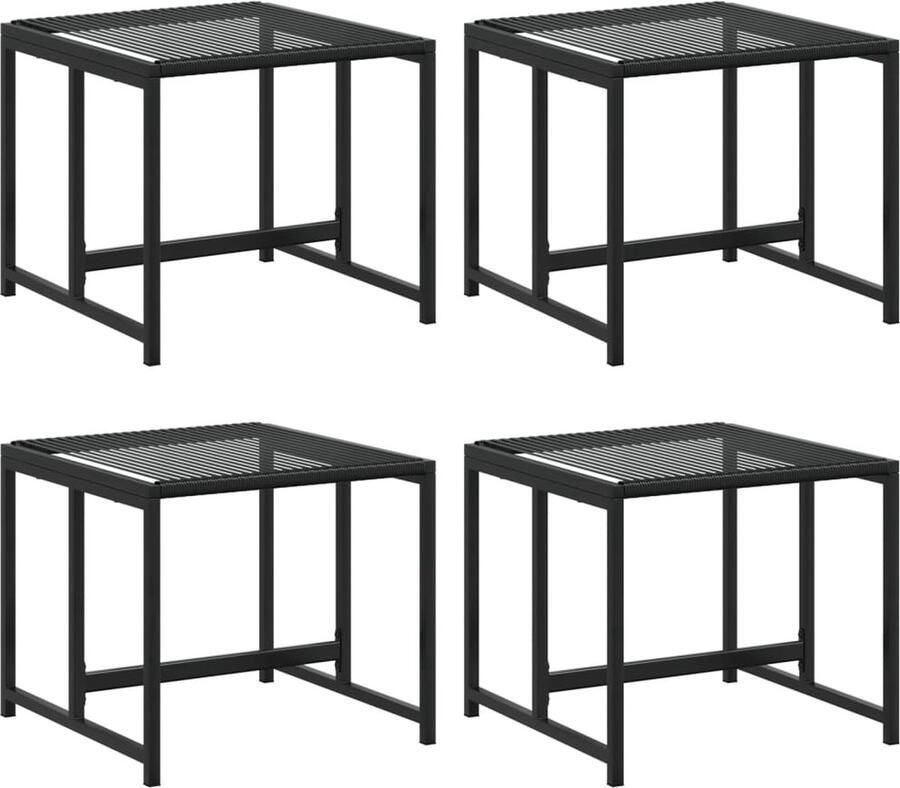 VidaXL Tuinkrukken 4 st poly rattan zwart