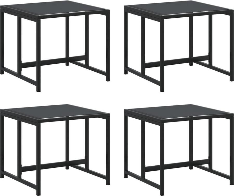 VidaXL Tuinkrukken 4 st staal en textileen zwart