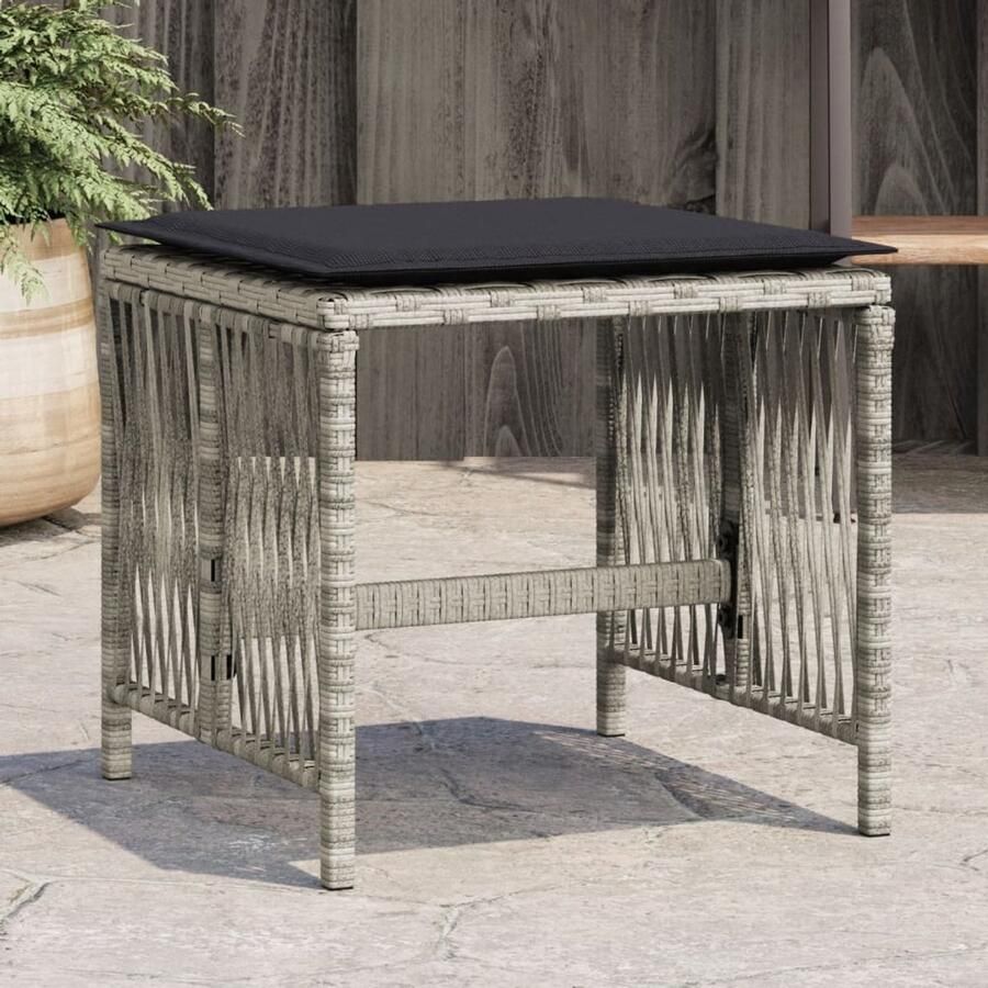 The Living Store Tuinkrukken 4 st met kussens 41x41x36 cm poly rattan lichtgrijs Tuinstoel Tuinset Buitendecoratie Outdoor Furniture Lounge Set - Foto 2