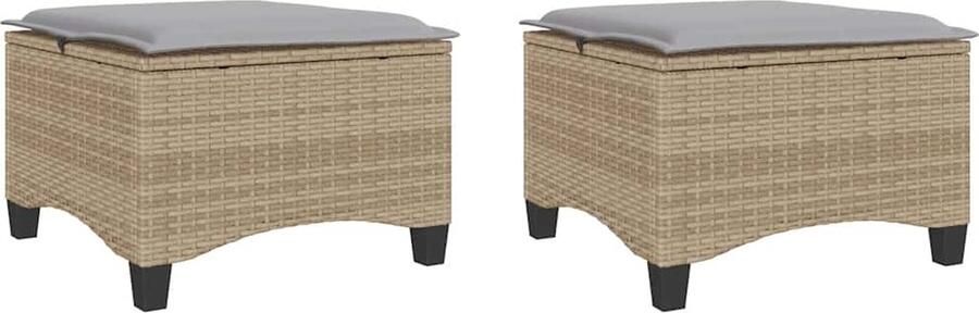 VidaXL Tuinkrukken 2 stuks Beige Inclusief Kussens Tuinstoel Buitendecoratie Lounge Relaxen Patioset