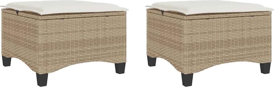 VidaXL Tuinkrukken met kussens Beige Set van 2 Tuinstoel Buitentijd Lounge Relaxen Patioset
