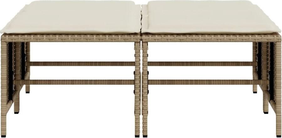 VidaXL -Tuinkrukken-met-kussens-4-st-poly-rattan-beige - Foto 2