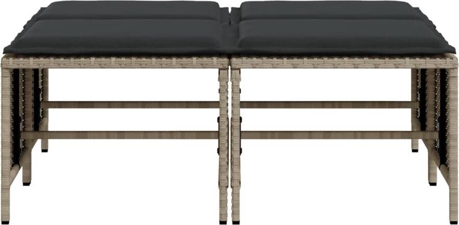 VidaXL -Tuinkrukken-met-kussens-4-st-poly-rattan-lichtgrijs - Foto 3