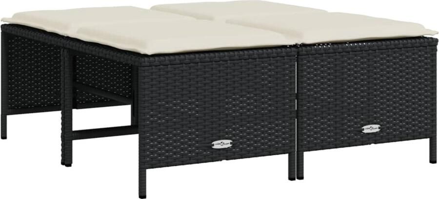 VidaXL -Tuinkrukken-met-kussens-4-st-poly-rattan-zwart