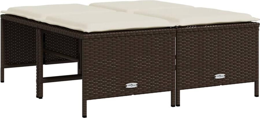 VidaXL -Tuinkrukken-met-kussens-4-st-poly-rattan-bruin