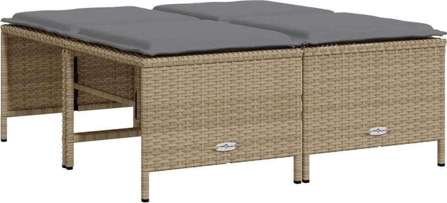 VidaXL -Tuinkrukken-met-kussens-4-st-poly-rattan-beige