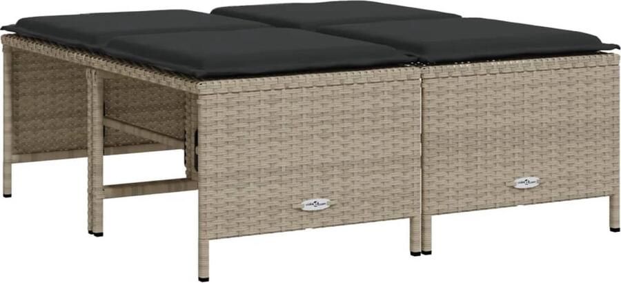 VidaXL Tuinkrukken met kussens Set van 4 Tuinkrukken Buitendecoratie Garden Furniture Lounge Stoelen Patioset