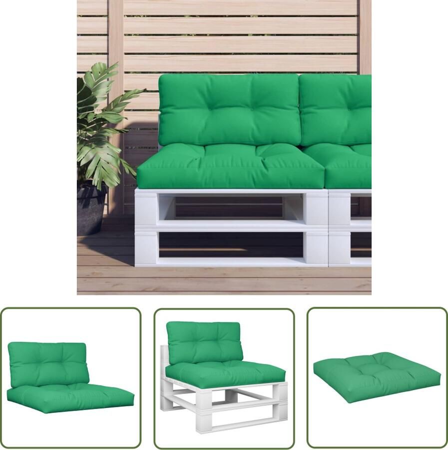 The Living Store Palletkussens 80 x 80 x 12 cm Polyester Groen Palletkussens Tuinkussens Outdoor Kussens Lounge Kussens Zitzakken