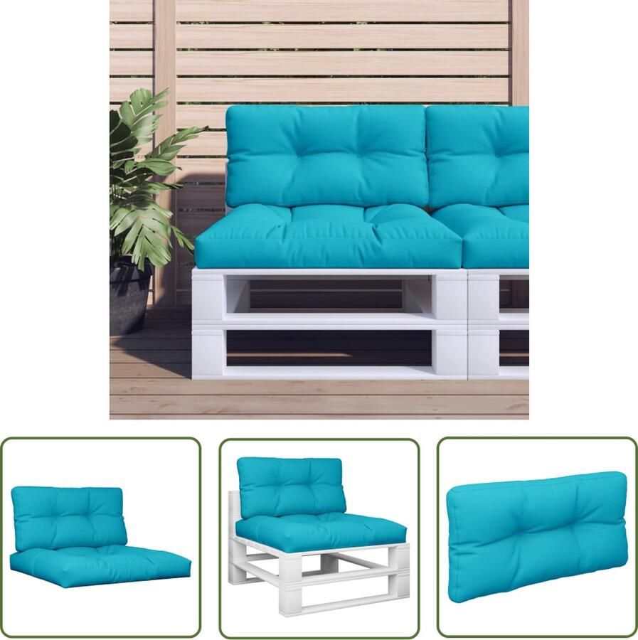 The Living Store Palletkussens Turquoise 70 x 70 x 12 cm Polyester Holle vezel vulling Palletkussens Tuinkussens Balkondecoratie Buitenleven Lounge Set
