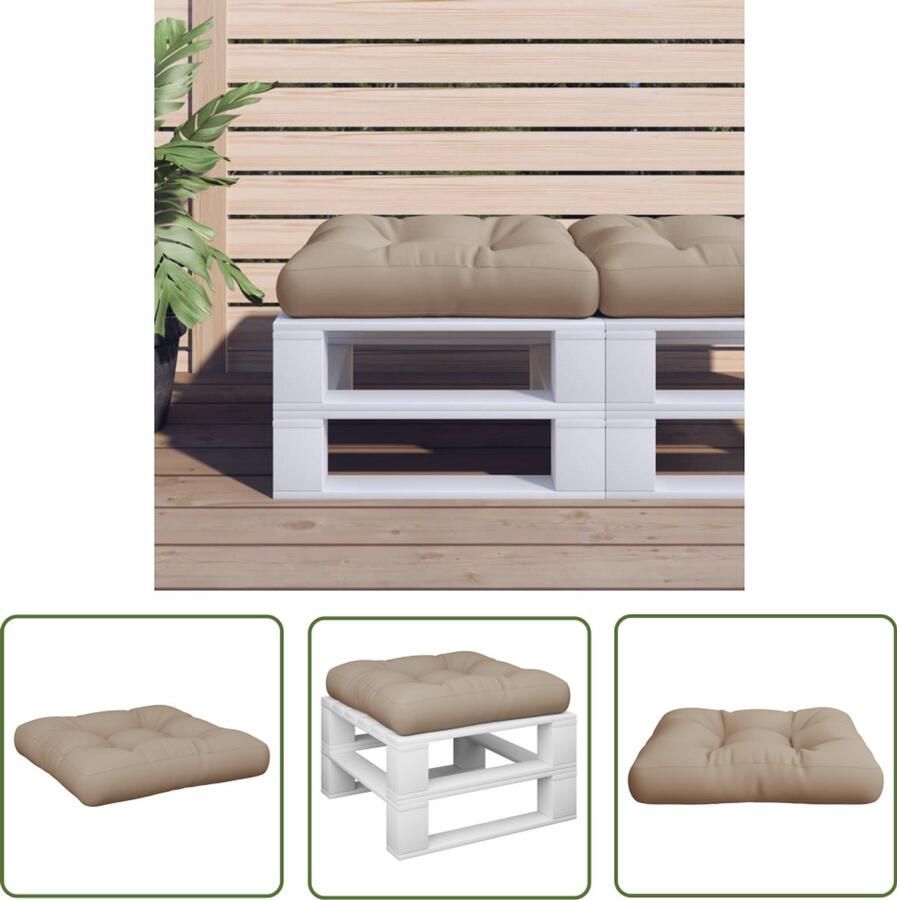 The Living Store Palletkussen 58x58x10 cm stof taupe Palletkussentjes Tuinkussens Buitendecoratie Lounge Set Outdoor Living