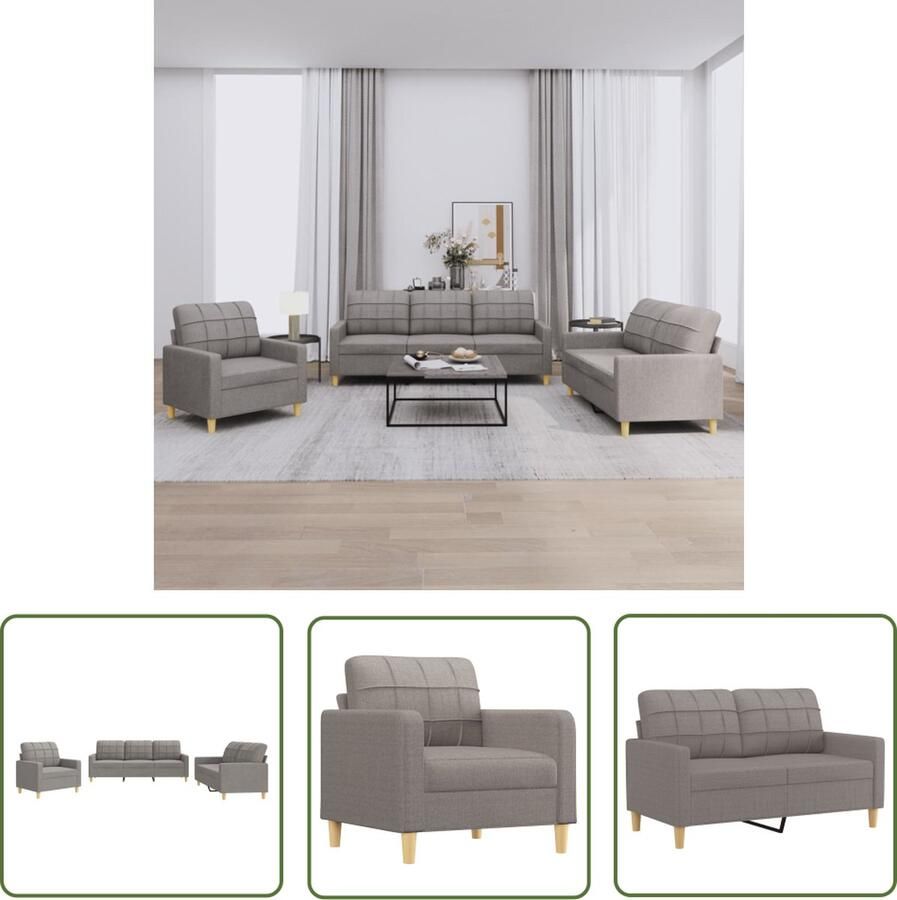 The Living Store Loungeset Inklapbaar Taupe Armstoel- 78 x 77 x 80 cm 2-zitsbank- 138 x 77 x 80 cm 3-zitsbank- 198 x 77 x 80 cm Schuimvulling Loungeset Tuinmeubel Buitenleven Lounge Set Relaxset