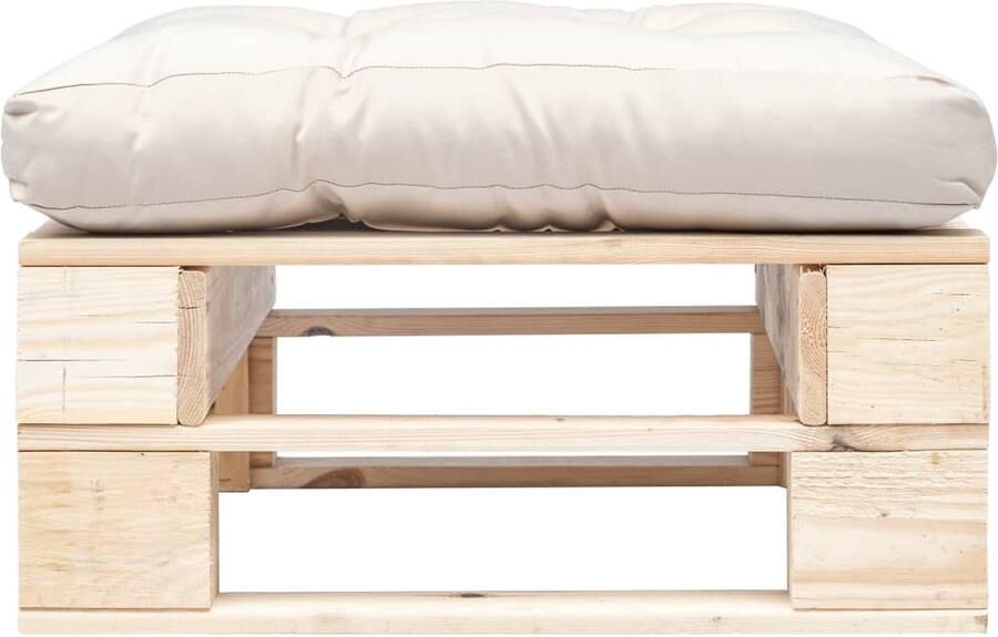 VidaXL Tuinpoef Pallet Hout Zandkleurig 60x60x35 cm Tuinstoel Pallethouten Meubels Buitendecoratie Lounge Stoelen Relaxstoelen Outdoor Furniture Balkon Decoratie
