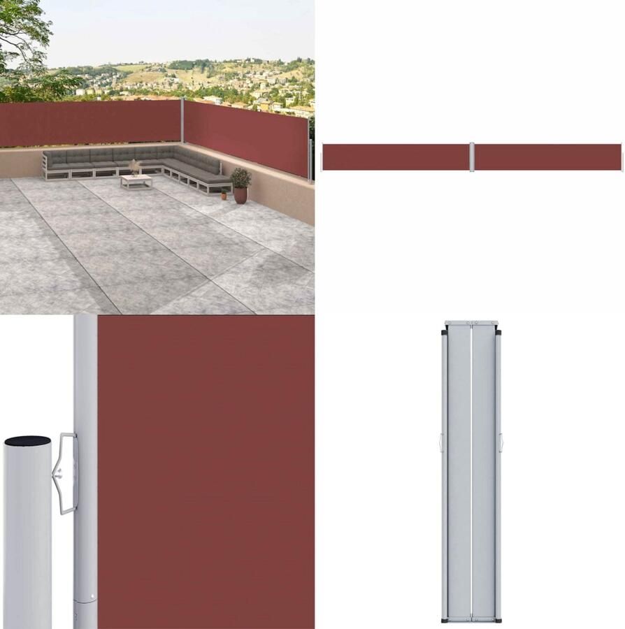 VidaXL Tuinscherm uittrekbaar 117x1200 cm bruin Zonnescherm Windscherm Privacy Screen Buitenschilderij Terrassenscherm Buitenleven Tuinmeubilair Veranda Parasol Overkapping Scherm Schermen Windscherm Zonnescherm