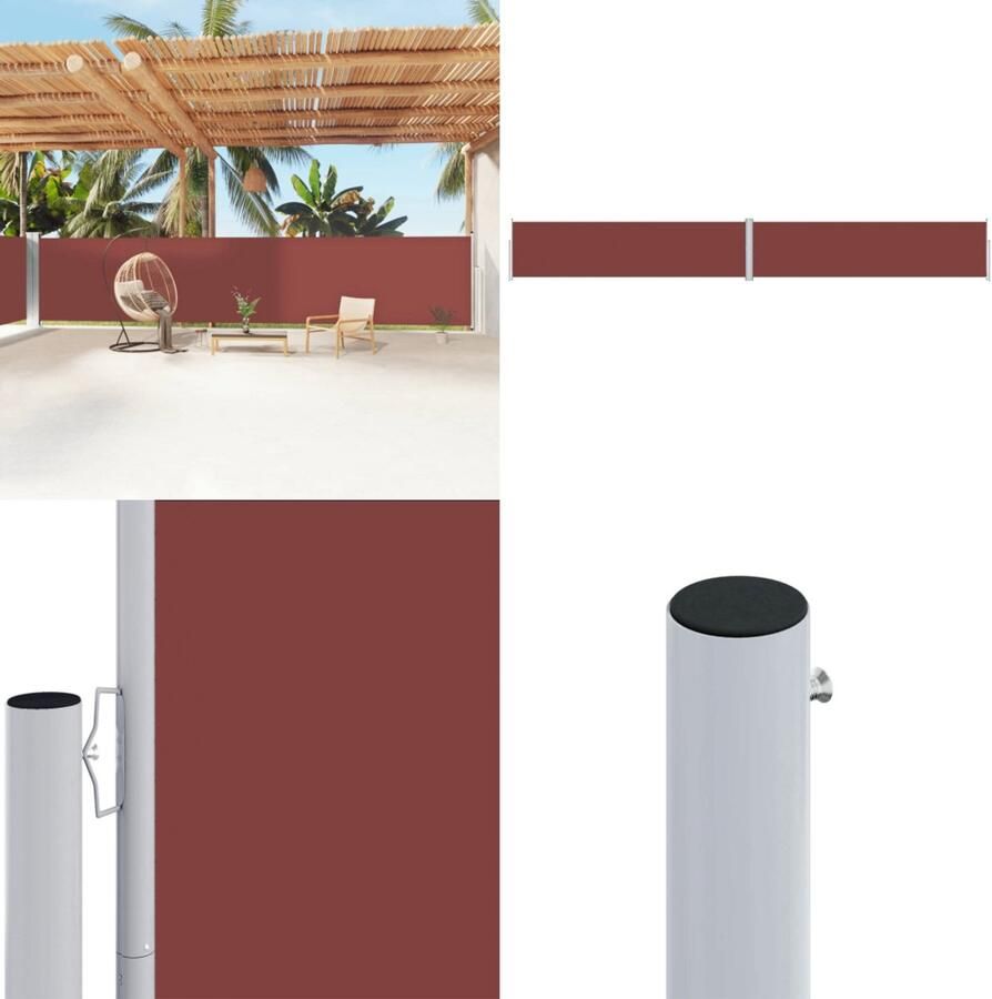 VidaXL Tuinscherm uittrekbaar 160x1200 cm bruin Zonnescherm Windscherm Buitenschilderij Terrassenscherm Privacy Screen Buitenleven Tuinmeubilair Parasol Veranda Overkapping Scherm Schermen Windscherm Zonnescherm