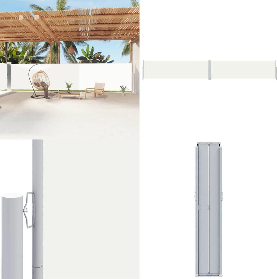 VidaXL Tuinscherm uittrekbaar 180x1200 cm crèmekleurig Windscherm Tuinscherm Privacy Screen Zonnescherm Buitenschilderij Terrasscherm Balkonscherm Parasol Side Awning Scherm Schermen Windscherm Zonnescherm