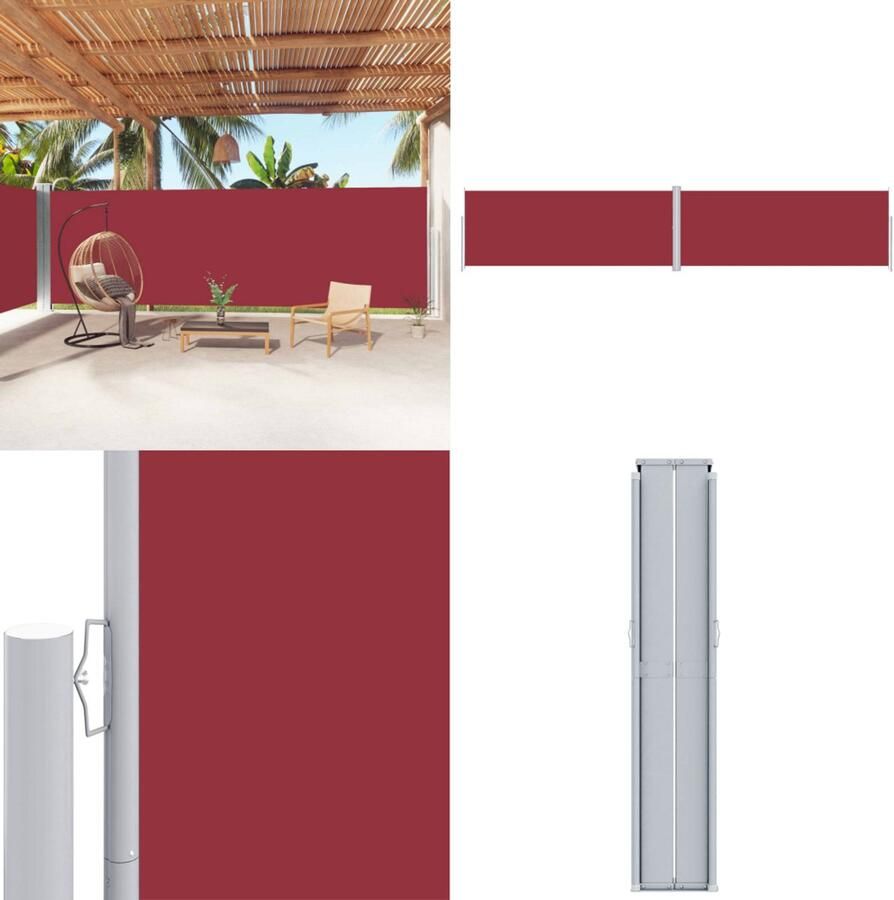 VidaXL Tuinscherm uittrekbaar 200x1000 cm rood Zonnescherm Windscherm Tuinscherm Privacy Screen Buitenleven Terrasscherm Balkonscherm Parasol Scherm Schermen Windscherm Zonnescherm