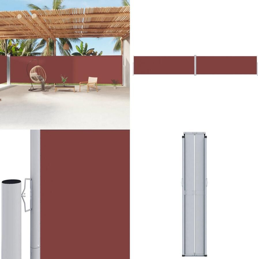 VidaXL Tuinscherm uittrekbaar 200x1200 cm bruin Zonnescherm Windscherm Buitenschilderij Terrassenscherm Privacy Screen Buitenleven Tuinmeubilair Parasol Veranda Balkon Scherm Schermen Windscherm Zonnescherm