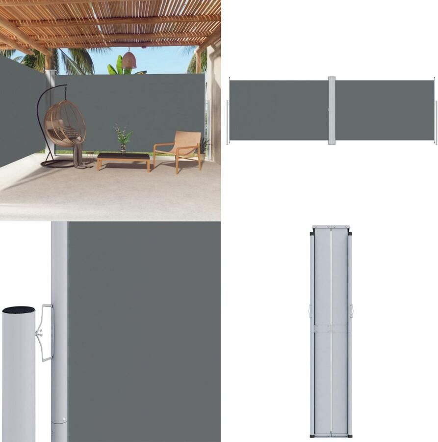 VidaXL Tuinscherm uittrekbaar 200x600 cm antracietkleurig Zonnescherm Windscherm Buitenschilderij Terrassenscherm Privacy Screen Buitenleven Tuinmeubilair Parasol Luifel Scherm Schermen Windscherm Zonnescherm