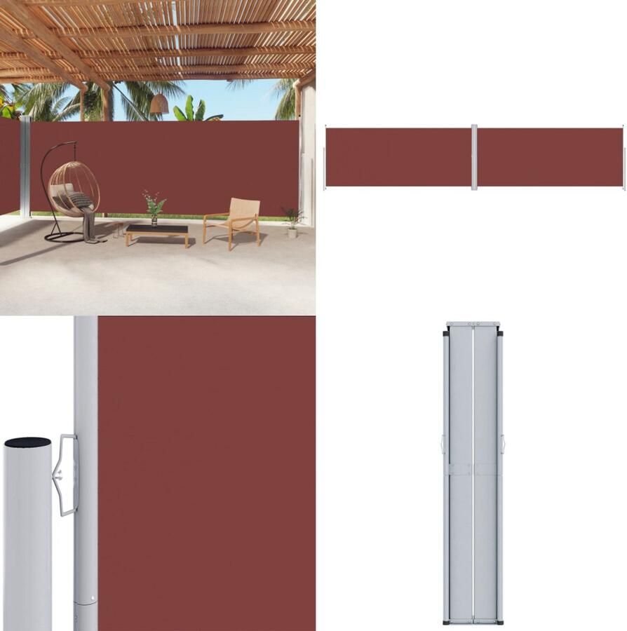 VidaXL Tuinscherm uittrekbaar 220x1000 cm bruin Zonnescherm Windscherm Buitenschilderij Terrassenscherm Privacy Screen Buitenleven Tuinmeubilair Parasol Veranda Balkonscherm Scherm Schermen Windscherm Zonnescherm