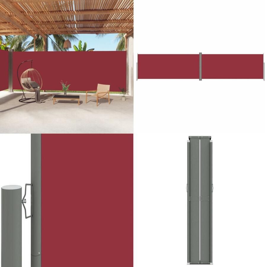 VidaXL Tuinscherm uittrekbaar 220x1000 cm rood Windscherm Zonnescherm Privacy Screen Buitenschilderij Terrassenscherm Tuinschirm Parasol Buitenleven Tuinmeubilair Rode Schermen Scherm Schermen Windscherm Zonnescherm