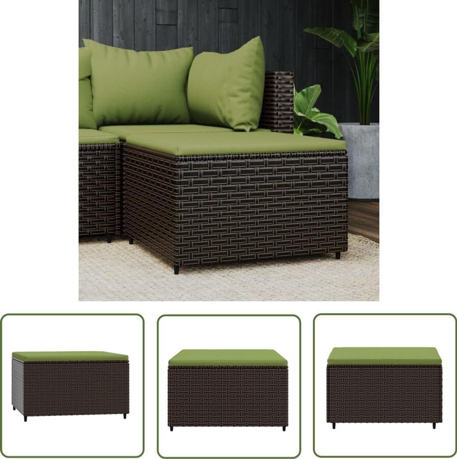 The Living Store Voetenbank Brown 55 x 55 x 31 cm Weatherproof PE-rattan and Steel Frame Voetenbank Tuinset Buitenkamer Lounge Set Terrasdecoratie - Foto 2