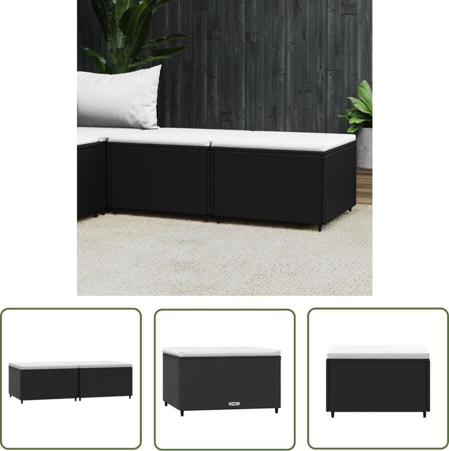 The Living Store Cubic Voetensteunen Set van 2 Zwart 55x55x31 cm Weerbestendig Voetenbank Tuinset Lounge Set Tuinstoel Outdoor Furniture - Foto 2