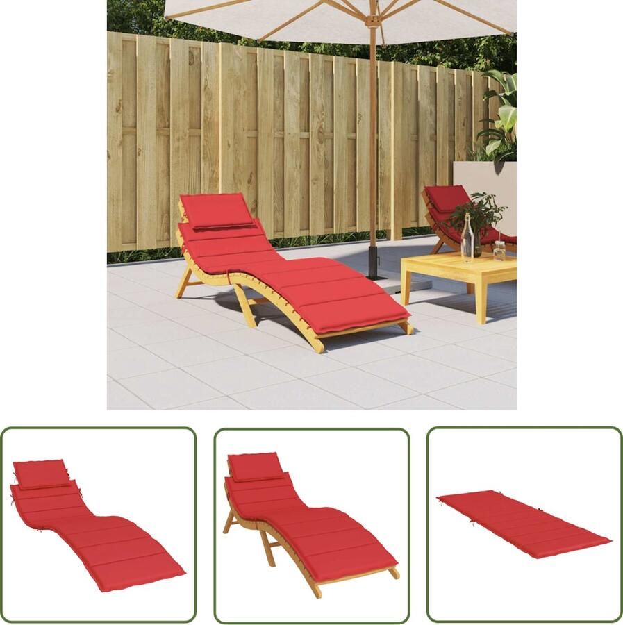 The Living Store Ligbedkussen Oxford 186x58x3 cm Rood Waterafstotend Ligbedkussen Tuinstoel Terrasdecoratie Outdoor Accessoires Lounge Set