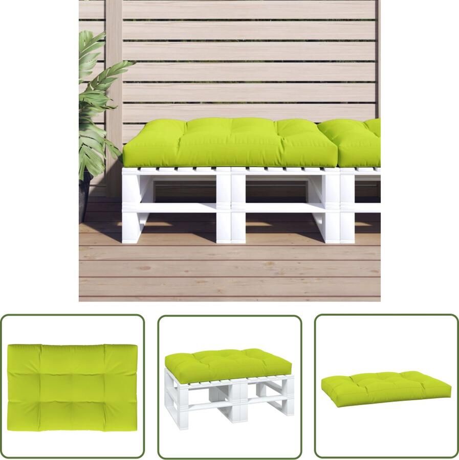 The Living Store Palletkussen 120x80x12 cm stof heldergroen Palletkussen Tuinstoel Balkondecoratie Outdoor Meubilair Lounge Set