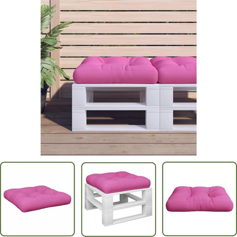The Living Store Palletkussen Roze 50 x 50 x 12 cm Polyester stof Holle vezel Palletkussen Tuinstoel Terrasdecoratie Zitkussen Buitenkussen