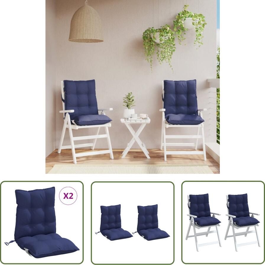 The Living Store Stoelkussen Marineblauw Oxford 100x50x7 cm Waterafstotend Stoelkussens Tuinstoel Lounge Set Buitendecoratie Outdoor Accessoires