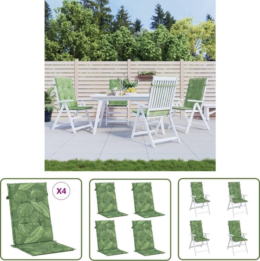 The Living Store Stoelkussen polyester 120 x 50 x 3 cm hoge rugleuning Stoelkussens Tuinstoel Outdoor Kussens Balkondecoratie Lounge Set