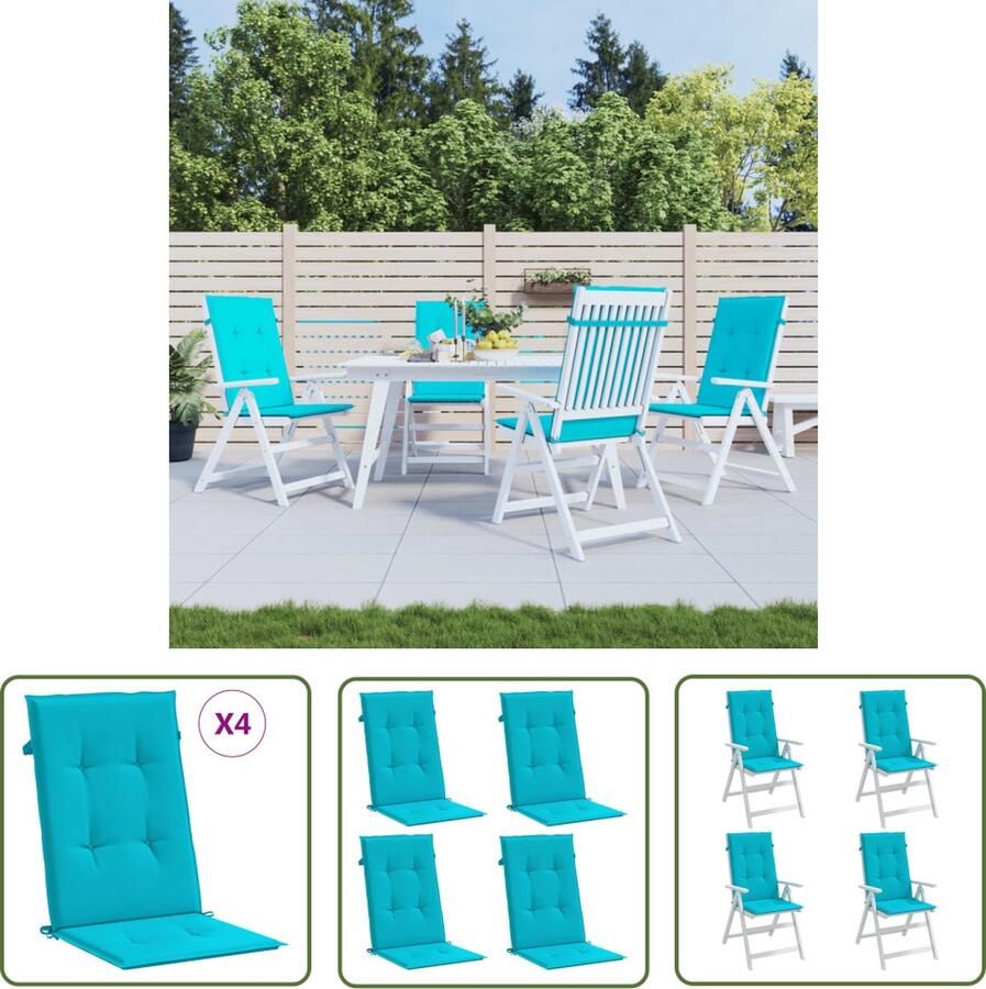 The Living Store Stoelkussen turquoise 120 x 50 x 3 cm anti-slip waterafstotend Stoelkussens Tuinstoel Balkondecoratie Buitendecoratie Comfort