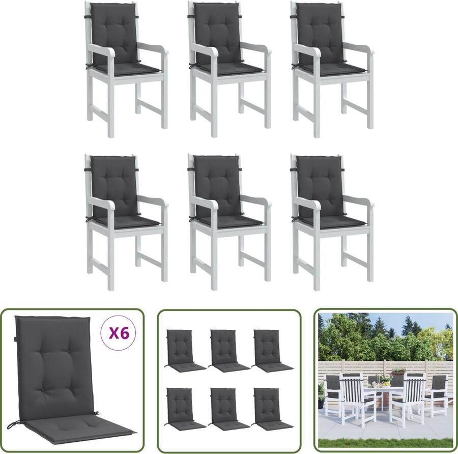 The Living Store Stoelkussens Antraciet 100x50x4 cm Polyester met Schuimvezel Vulling Stoelkussens Tuinstoelcushions Buitentoebehoren Lounge Set Accessoires Outdoor Living