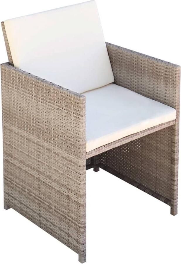 VidaXL Tuinstoelen 2 st Poly Rattan Beige Buiten Meubels Tuinset Ratten Stoel Lounge Stoel Eetkamerstoel Balkon Meubel Terrassenbank