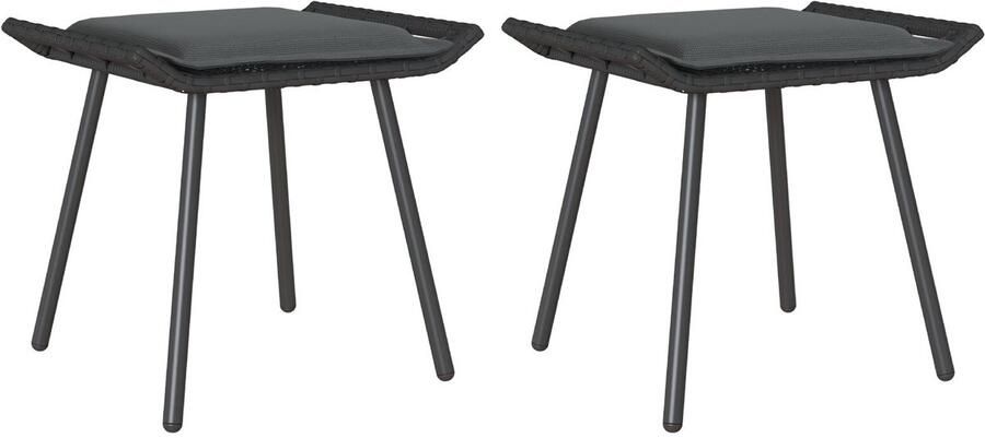 VidaXL Tuin Kruk met kussen 2 pcs Grijs 50 x 40 x 45cm Polyester - Foto 2