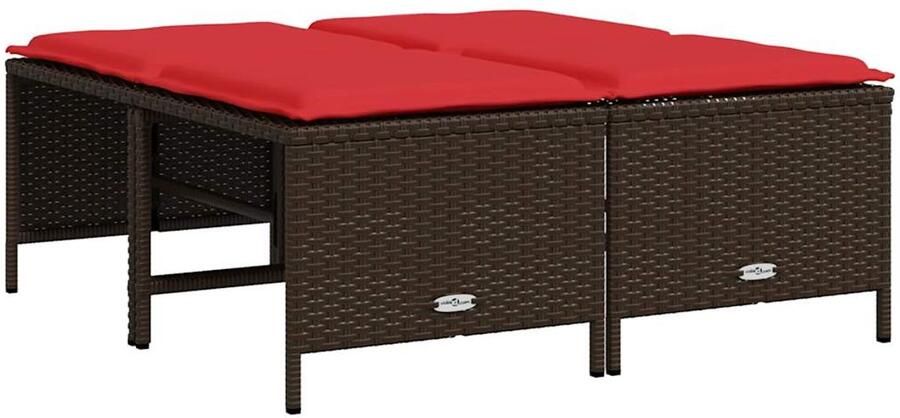 VidaXL Tuinstoelen met kussens 4 stuks Bruin Poly Rotan